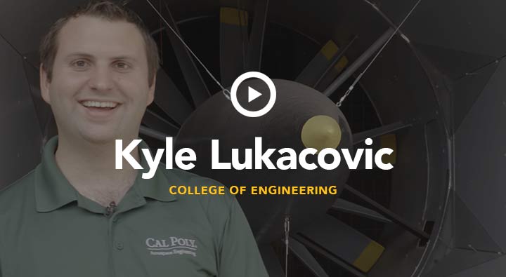 All Cal Poly aerospace engineers aim to change the future of flight. A few are doing just that from within the on-campus wind tunnel. A team of undergraduate and graduate students have partnered with ES Aero to help test part of NASA’s new X-57 prototype electric aircraft, the first of its kind. Kyle Lukacovic and his teammates tested the drag of new propeller designs that will assist the aircraft upon liftoff and stow during flight. The best part: the data they collect will be shared with the aerospace community to help accelerate innovation in electric flight.