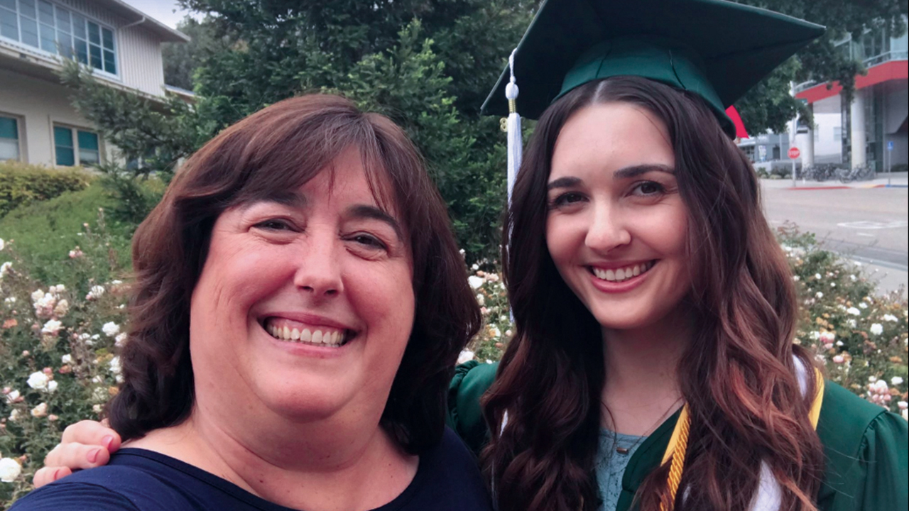 Traci Holmes Libby and her daughter on graduation day