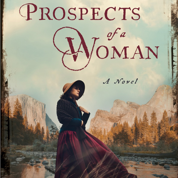 A book cover with an illustration of a woman and the title 'Prospects of a Woman, a Novel'