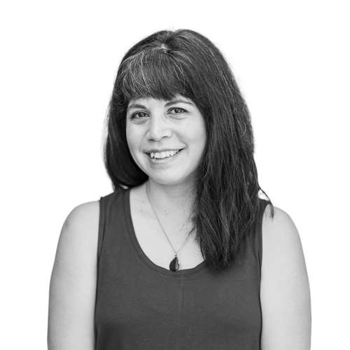 A black and white headshot of Dr. Ana Cabezas