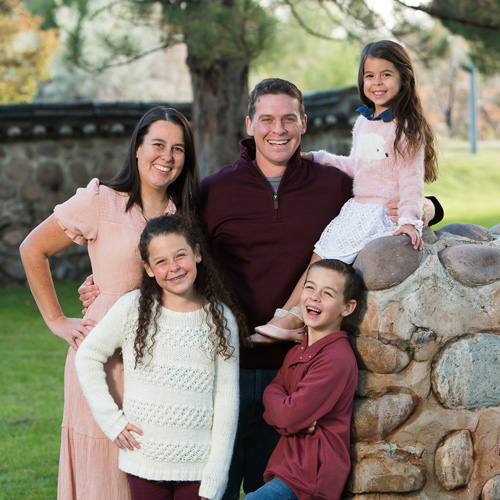 Chad Bunn with his partner and three children