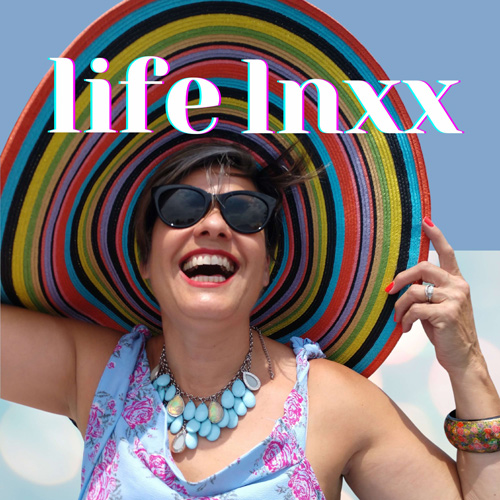 Consuelo Crosby wears a colorful hat, with the text 'Life Lnxx'