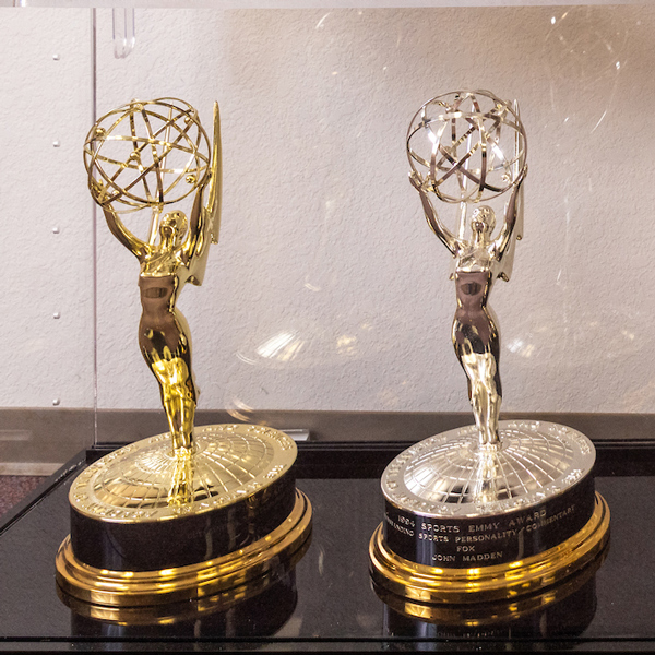Two Emmy award statues belonging to John Madden