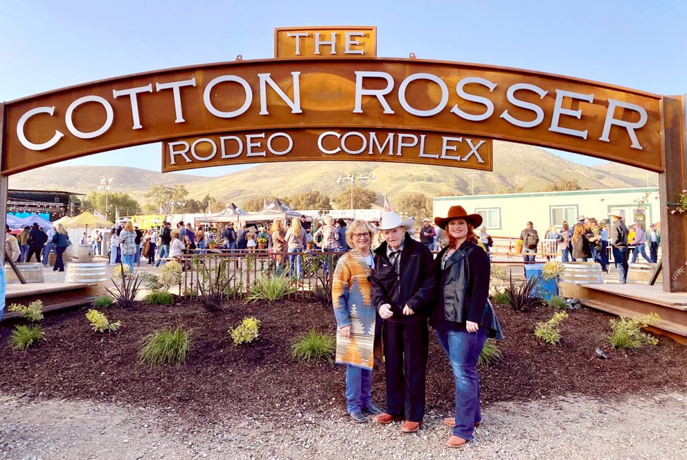 Cotton Rosser and family by the Cotten Rosser Rodeo Complex