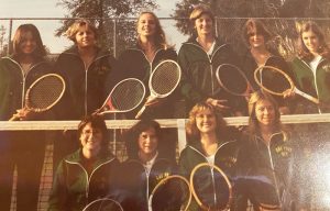 Jeannie Myers and the tennis team in 1970s