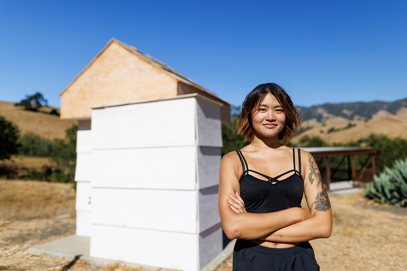 A student with her experimental structure
