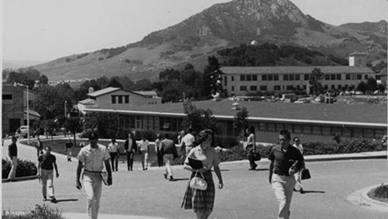 Students on campus in the 1950s