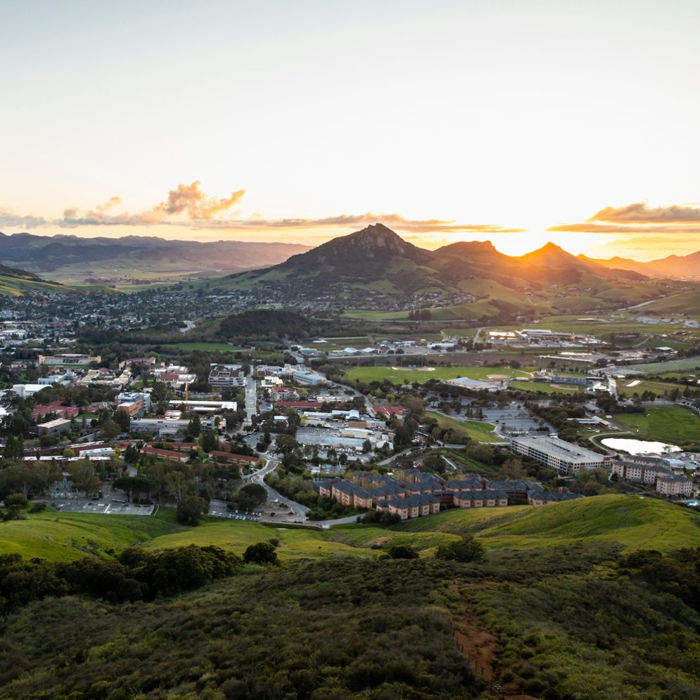 A photo of the Cal Poly campus at sunset