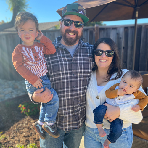 Emily Conine with her husband and two young children