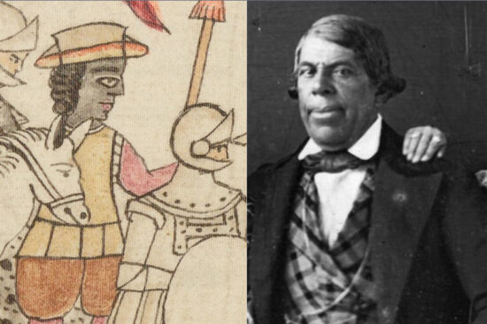 Left: An illustration of Juan Garrido, a Black Spanish soldier who accompanied Hernando Cortes on his expeditions in Mexico. Right: A photo of Pio Pico, the last Mexican governor of California and one of the most prominent Californios of African descent.