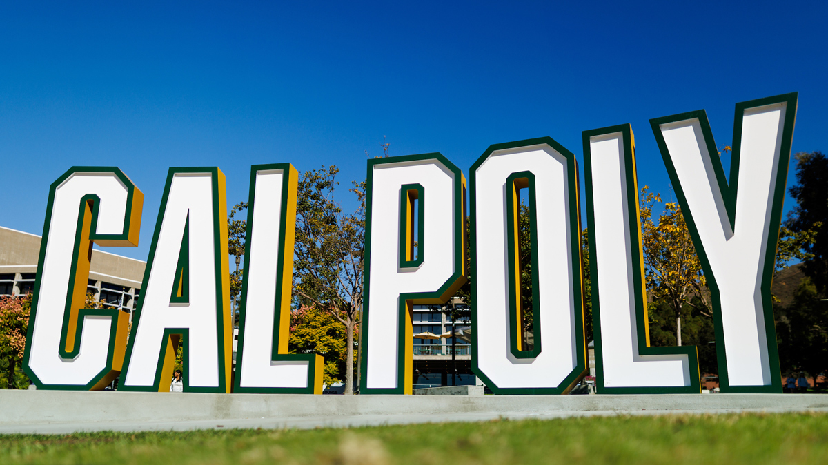 The Cal Poly sign on the San Luis Obispo campus