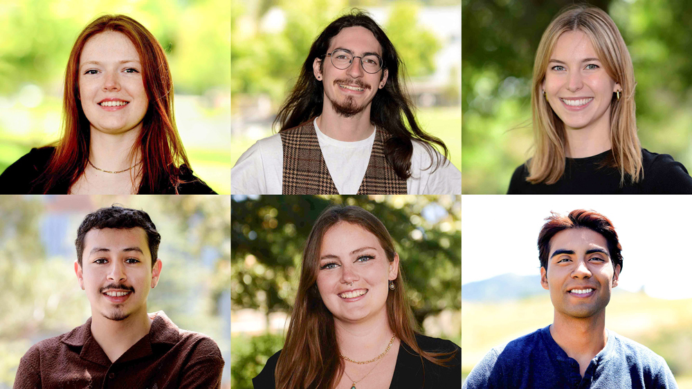 A collage of six student head shots