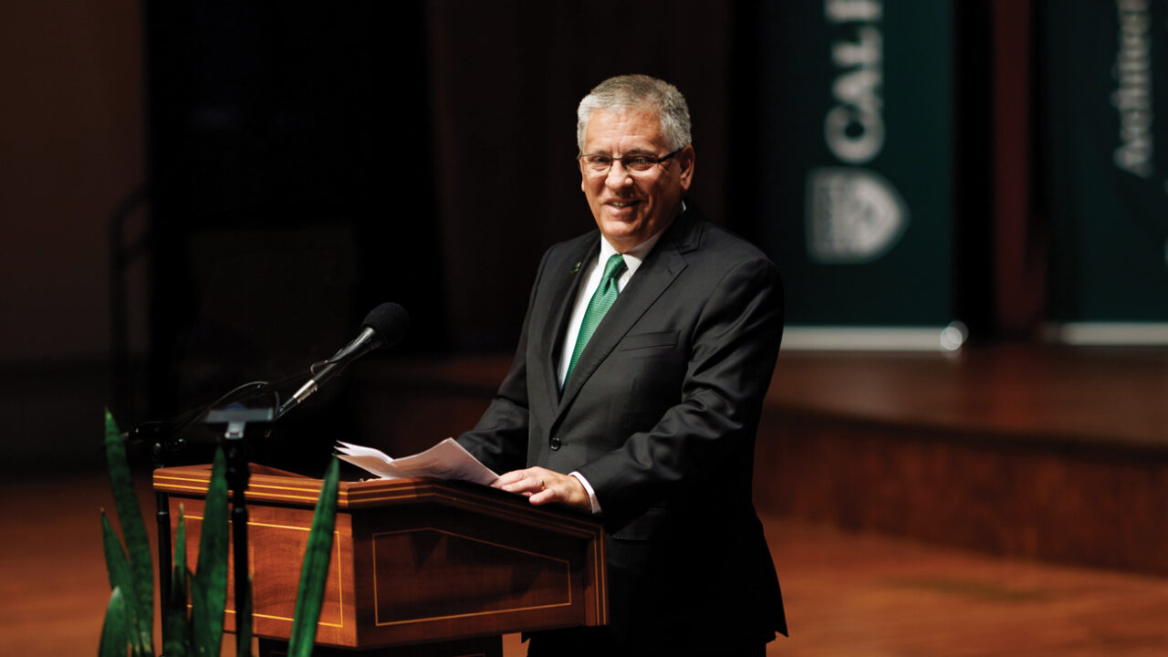 President Jeffrey D. Armstrong gives remarks in the Performing Arts Center