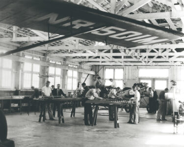 Students working in the aeronautical lab.