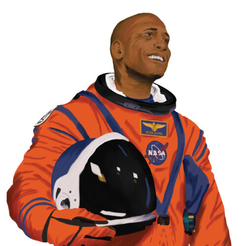 A colorful illustration of NASA astronaut Victor Glover