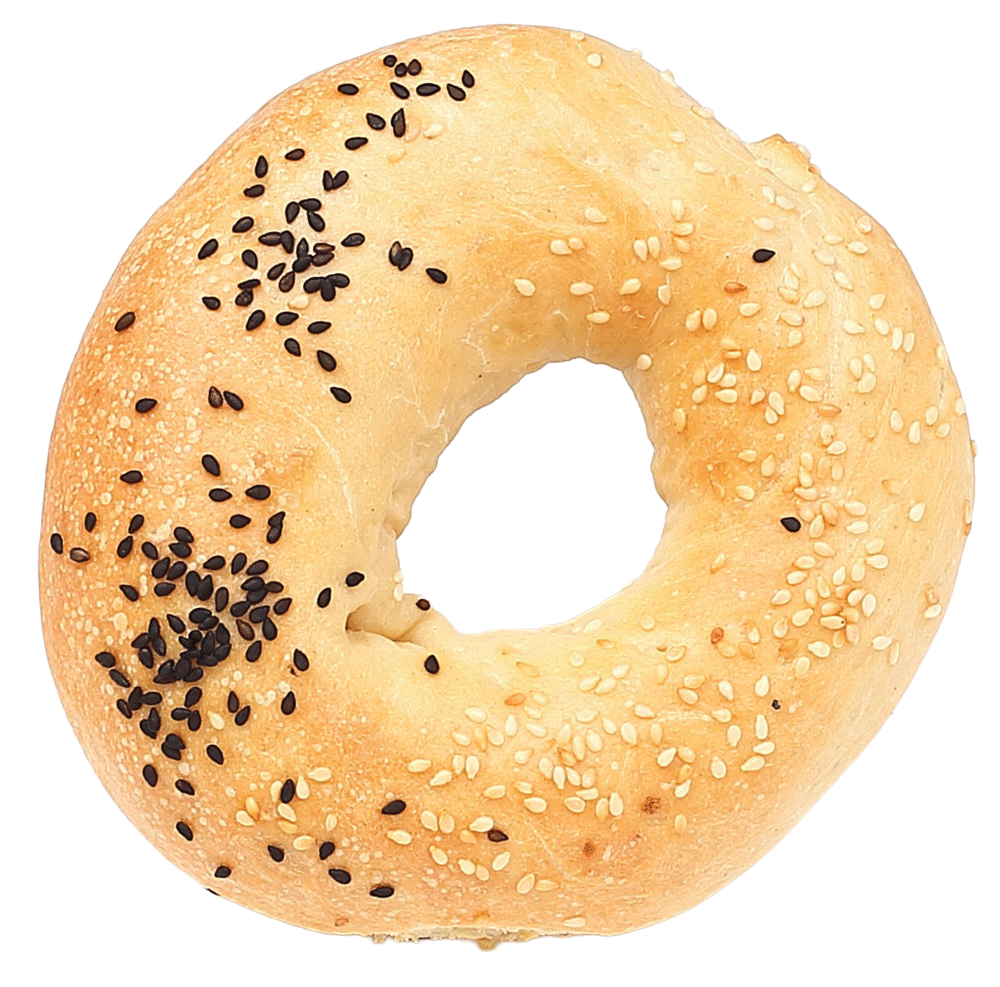 A bagel with sesame seeds