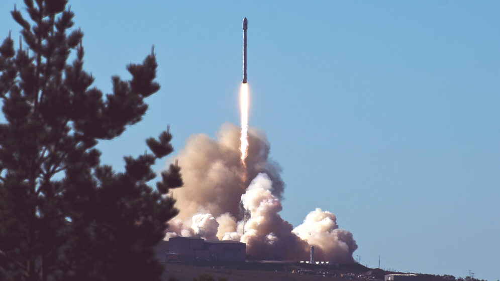 A rocket lifts off from the launch pad at Vandenberg Space Force Base.