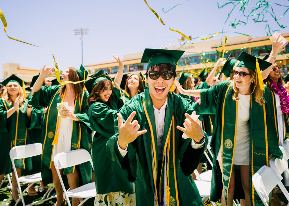 Students celebrating commencement.