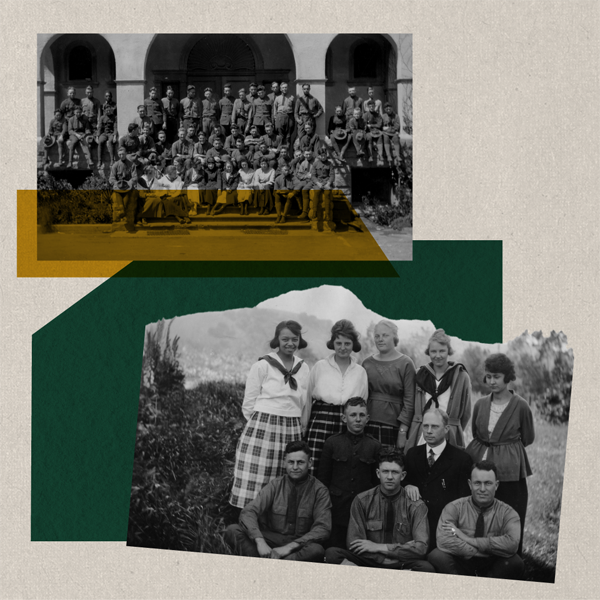 A collage of images of the 1920 Polygram staff and more graduates.